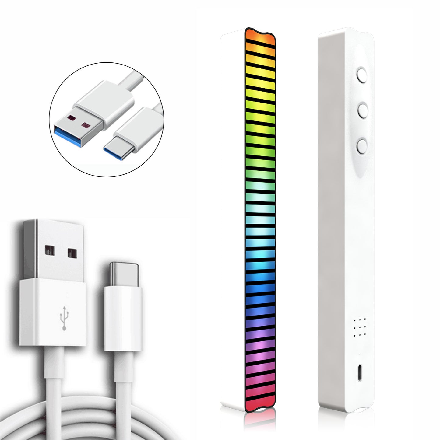 Barre LED RGB Intelligente - Contrôle Vocal & Rythme Musical Gaming
