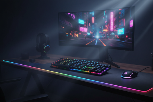 Clavier gaming USB RGB mécanique avec touches flottantes et rétroéclairage multicolore"